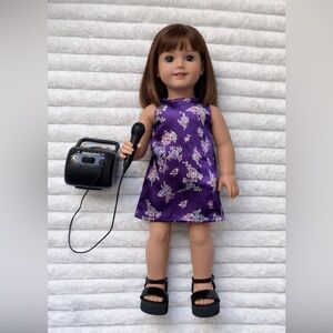 Vintage Silk Doll Dress Outfit Sandals + Karaoke Radio Mic AS-IS No Doll